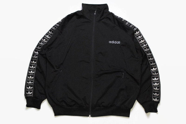 vintage ADIDAS ORIGINALS mens track jacket Size XL authentic black sleeve logo rare retro acid rave hipster bomber sport jacket suit 90s 80s