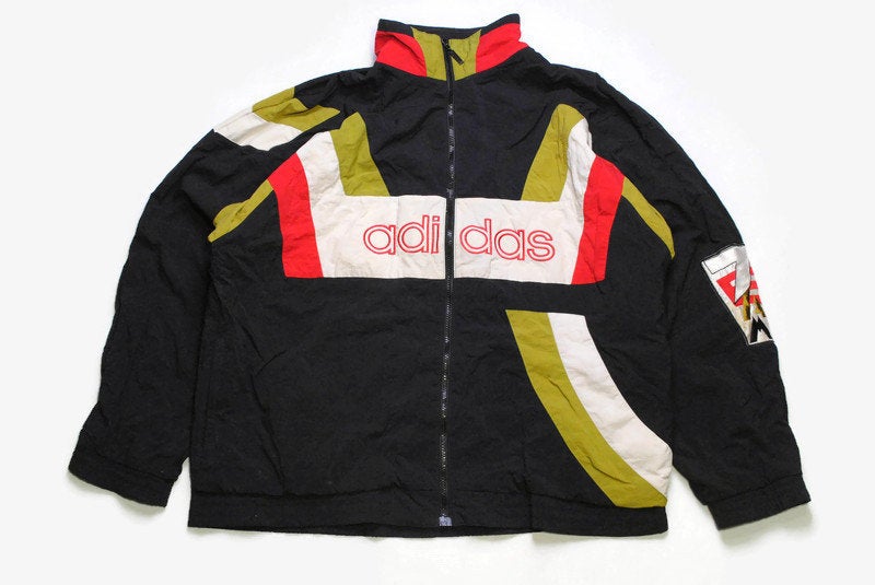 vintage ADIDAS ORIGINALS Team men big logo Jacket authentic rare retro sweat track oversize hipster rave streetwear 90's 80's running outfit