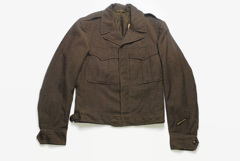 vintage USA ARMY Olive Drab Wool Field Jacket officers Winter Service Coat 1944 ww2 world war PQD 437A military outfit classic collection
