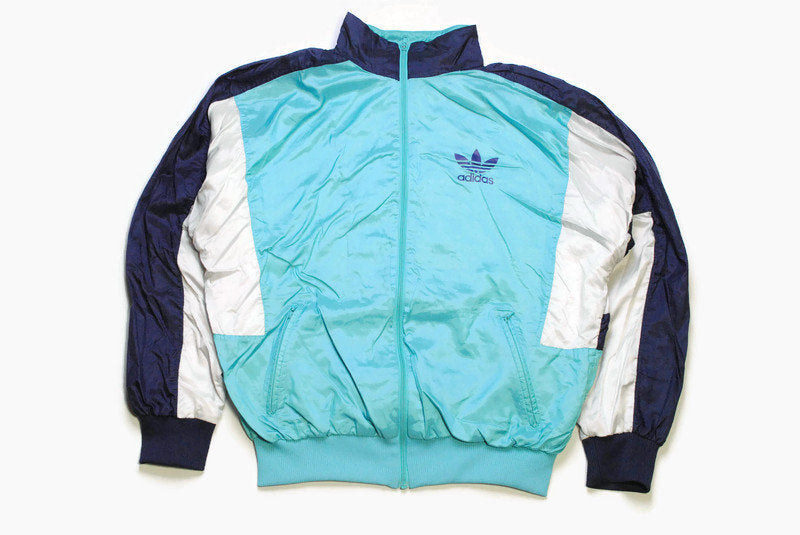 vintage ADIDAS ORIGINALS men's track jacket Size M authentic white blue unisex retro rave hipster 90s 80s suit streetwear clothing athletic