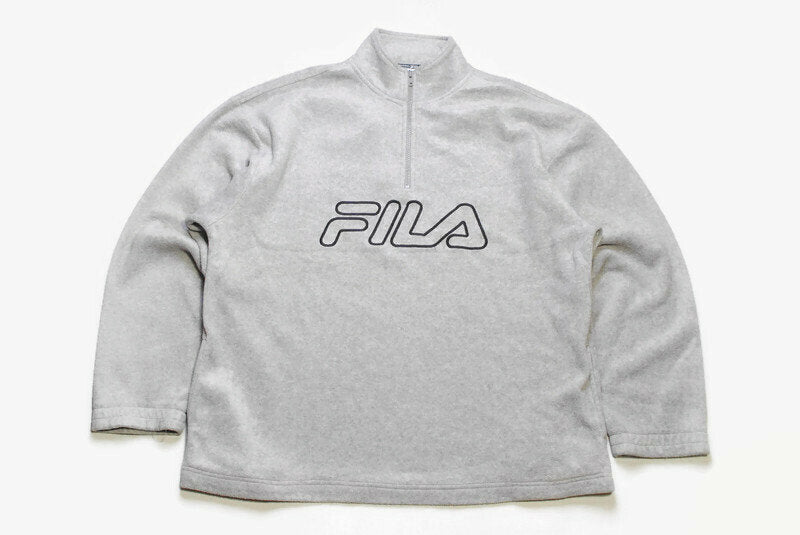 vintage FILA Fleece Sweatshirt big logo Size L mens authenitc gray oversize unisex rave 90s 80s retro hipster sweater rare streetwear sport
