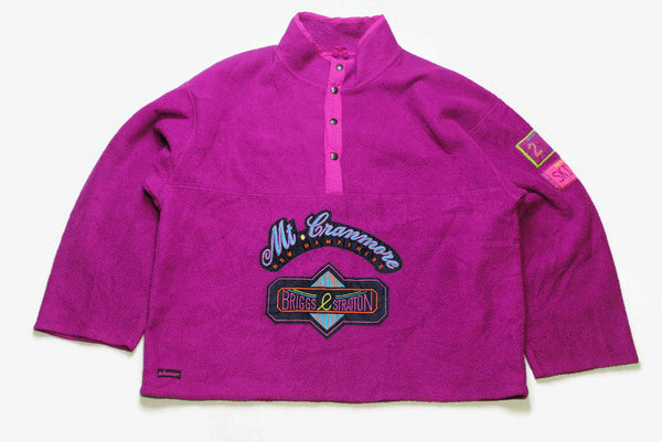 vintage POLARLITE Fleece Mt. Granmore New Hampshire Alpine Valley Size L purple mens Snap Button sweater outdoor warm hipster 90s activewear