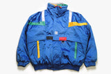 vintage K-WAY retro ski Jacket winter Coat acid colorway rave bright clothing men's Size L blue multicolor authentic k way warm long sleeve