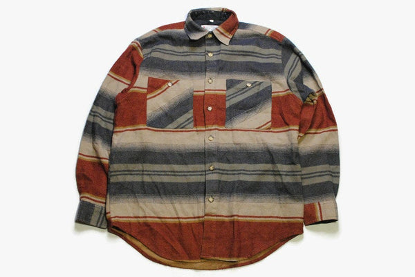 vintage MARCA flannel shirt Size M men's logger camp hunt pocket button front work unisex womens cowboy wear front pockets casual blouse 90s