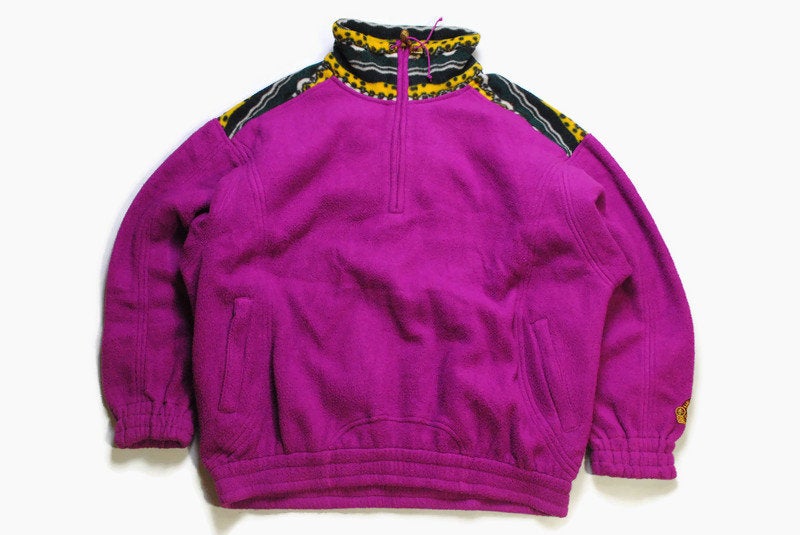 vintage FJALLRAVEN FLEECE Polartec heavy Anorak oversized men's Size XL purple authentic sweater acid 80s retro hipster winter rave sport