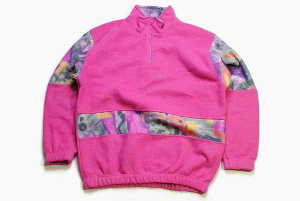 vintage OVERBOARD FLEECE acid colorway Size L rare retro hipster wear mens 90s 80s sweater pink abstract pattern rave outfit half zipped vtg