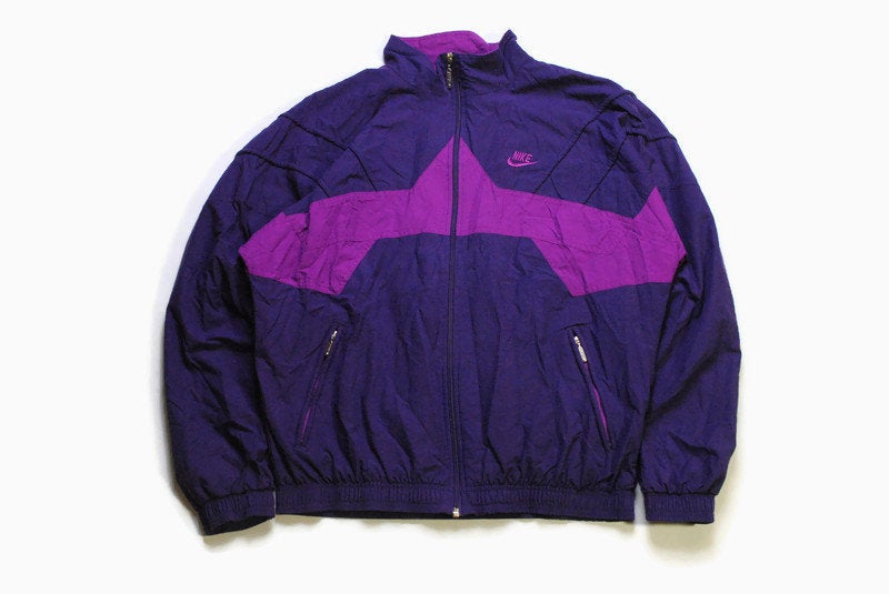 vintage NIKE authentic track jacket Size M purple rare retro rave hipster sport athletic 90s casual hip hop running streetwear logo style