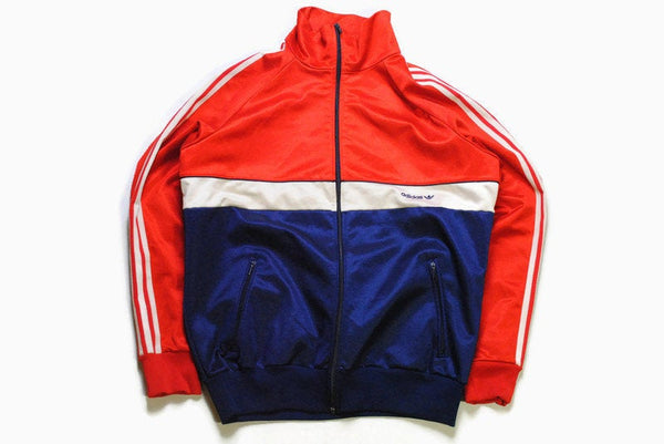 vintage ADIDAS ORIGINALS Track Jacket Size L authentic blue red retro hipster 90s 80s classic made in West Germany rave athletic sport suit