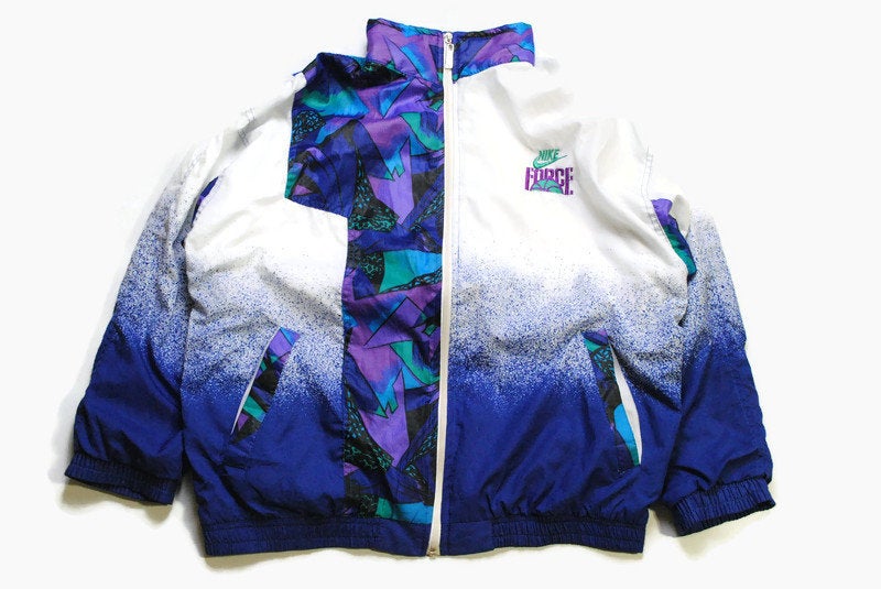 vintage NIKE AIR Force track jacket Size S blue multicolor rare retro rave hipster sport athletic 90s 80s hip hop running streetwear style