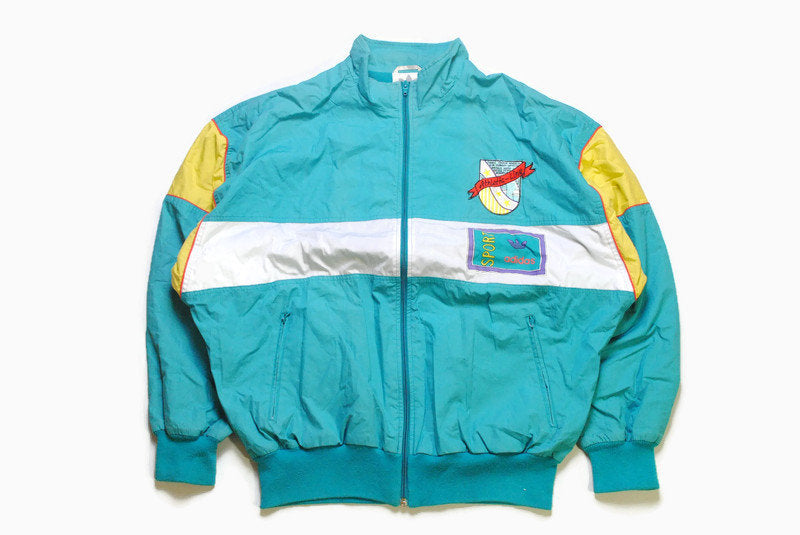 vintage ADIDAS ORIGINALS Sport Athletic Line men's track jacket Size L authentic blue rare retro rave coat hipster zipped suit 90s 80s sport