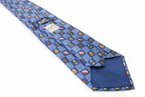 vintage HERMES mens blue 100% silk Tie made in France necktie 7618 TA retro rare beautiful pattern print suit blue luxury gift for men 90s