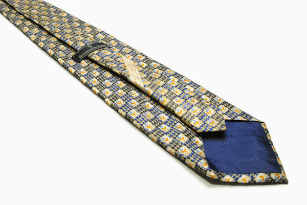 vintage ERMENEGILDO ZEGNA gold 100% silk Tie necktie retro beautiful pattern print luxury gift for men rare floral flower square authentic