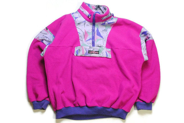 vintage TENTATION FLEECE made in France acid colorway Size M rare retro hipster wear mens 80s 90s sweater pink abstract pattern rave anorak