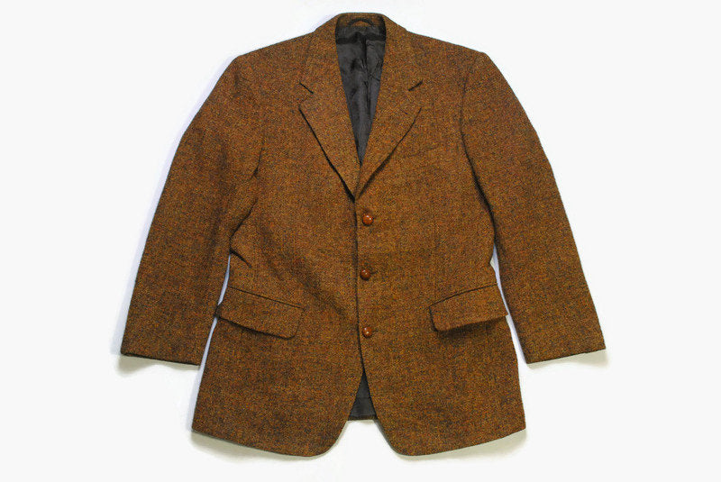 vintage HARRIS TWEED Eduard Dressler authentic Blazer Jacket Pure new Wool retro style brown 90s 80s luxury outfit 3 button up men's wear