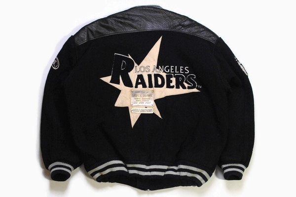 vintage RAIDERS Los Angeles 1984 Campri Team Line NFL officialy product men's Varsity Bomber Jacket big logo Size XL authentic rare football