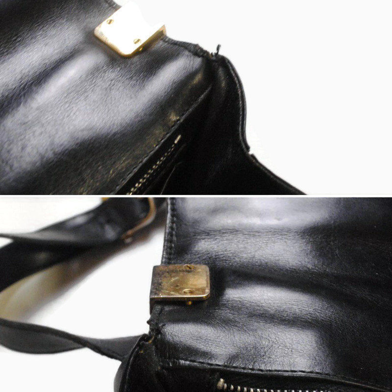Celine Original Vintage 90’s Black Suede Leather C Logo Shoulder Bag