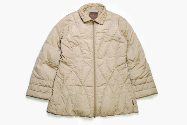 vintage MONCLER authentic women's jacket SIZE 4 L/XL beige rare retro 90s zipped frong pockets long sleeve winter warm windbreaker quilted