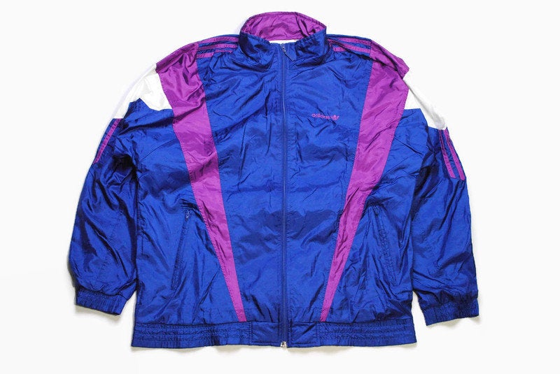 vintage ADIDAS ORIGINALS men's track jacket Size M authentic bomber blue rare retro acid rave hipster zipped trackjacket suit 90s 80s sport