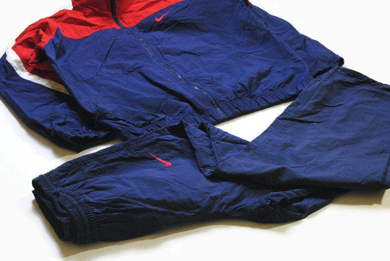 vintage NIKE track suit acid color Size M oversized retro hipster sport clothing rave 90s 80s authentic rare mens unisex red blue streetwear