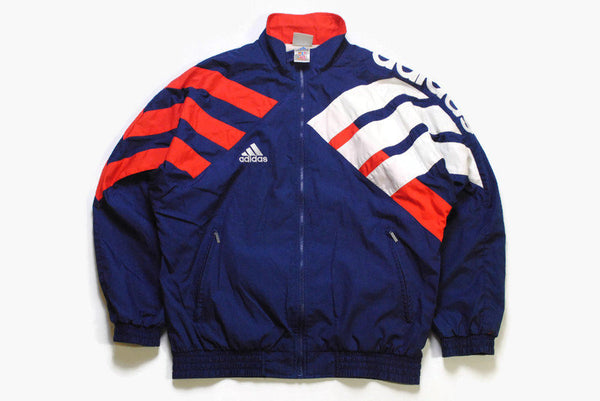 vintage ADIDAS Track Jacket Size M authentic rare retro hipster 90's 80's germany stylish rave athletic sport suit acid blue red big logo