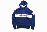 vintage ADIDAS ORIGINALS men's Nylon Hoodie authentic rare retro sweat with hood Size L navy hipster rave sweatshirt 90s 80s running outfit