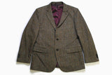 vintage HARRIS TWEED authentic Blazer Jacket Pure new Wool retro style brown 90s 80s luxury outfit 3 button up men's rare classic uk wear