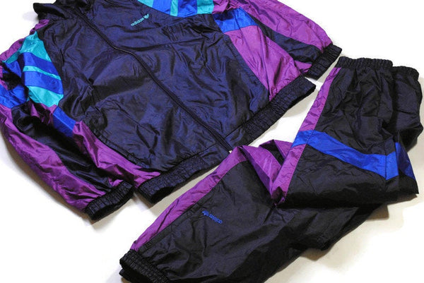 vintage ADIDAS ORIGINALS track suit acid color Size L/XL oversize retro hipster sport clothing rave 90s 80s authentic rare men's unisex blue