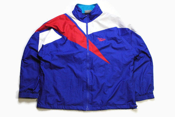 vintage REEBOK Track Jacket Size M authentic rare retro hipster 90s 80s rave athletic sport suit acid classic blue white logo colorful wear