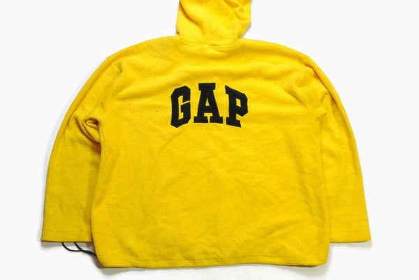 vintage GAP big logo FLEECE men's Size XL yellow authentic sweater hoodie 90s 80s rare retro hipster hooded hip hop winter rave outdoor wear