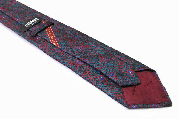 vintage CHANEL men's 100% silk Tie made in Italy paisley pattern necktie retro beautiful pattern print luxury gift for men suit accessories
