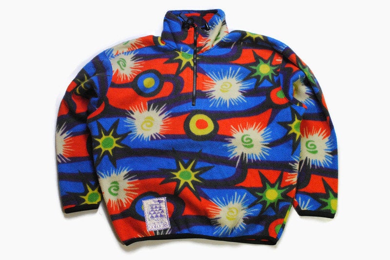vintage NORDICA FLEECE Functional Colours Multicolor colorway retro hipster wear men's 90's 80's sweater abstract pattern rave half zipped