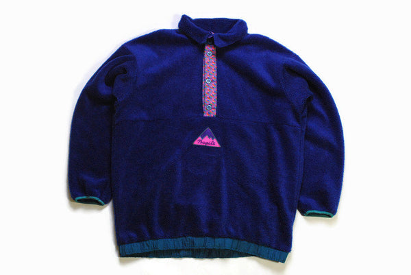 vintage HELLY HANSEN FLEECE Anorak oversize men's Size L blue authentic sweater acid 90's 80's retro hipster winter rave outdoor streetwear
