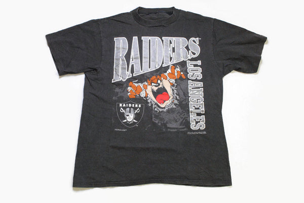 vintage 1992 RAIDERS Los Angeles x Looney Tunes NFL t shirt officialy product men's gray big logo Size XL authentic rare football 2pac wear