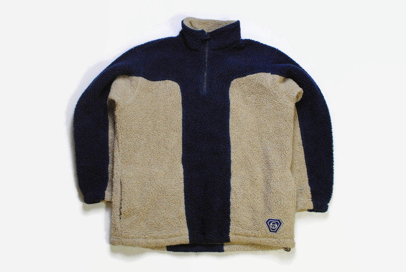 vintage SERGIO TACCHINI FLEECE men's Size xxl beige blue authentic sweater winter sweatshirt acid 90s 80s rare retro hipster rave wear polar