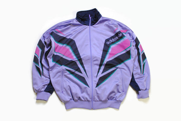 Vintage ADIDAS ORIGINALS men's track jacket authentic rare retro rave hipster 90s 80s Size L nylon suit streetwear clothing athletic purple