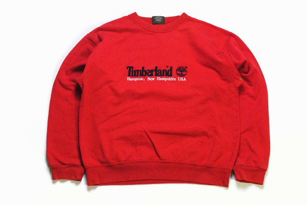 vintage TIMBERLAND men's sweatshirt authentic rare red retro sweat big logo Size M hipster rave sport wear 90s 80s running outfit USA style