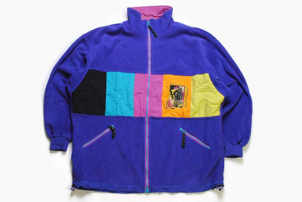 vintage IMAGE UNLIMITED SCHOFFEL Polartec Fleece Multicolor colorway Size L retro hipster wear mens 90's 80's sweater abstract pattern rave