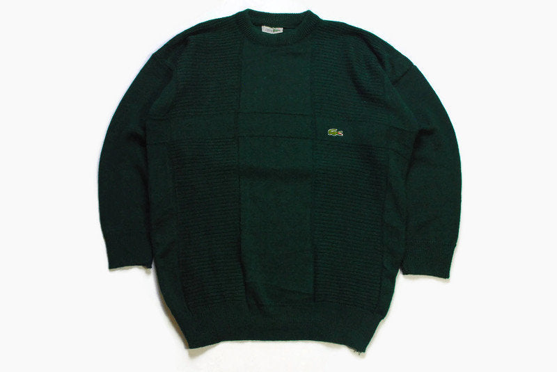 vintage LACOSTE green Jumper sweatshirt men's streetwear rare retro rave hipster wear authentic 90's 80's cotton casual logo sweater dark