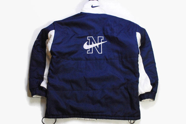 vintage NIKE big logo jacket Size XL mens athletic sport full zip blue and white hip hop style retro hipster 90s 80s coat rare warm outfit