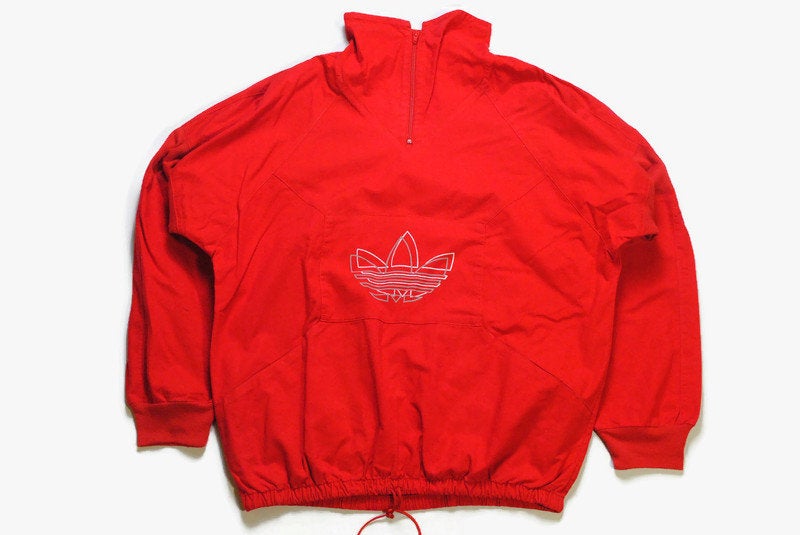 vintage ADIDAS ORIGINALS authentic zip sweatshirt Size M red oversized men's long sleeve athletic sweater 90s shirt retro streetwear casual