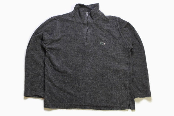 vintage LACOSTE CHEMISE Fleece Zip Sweatshirt Size S men's streetwear retro rave hipster wear authentic 90s gray dark colorway sweater sweat
