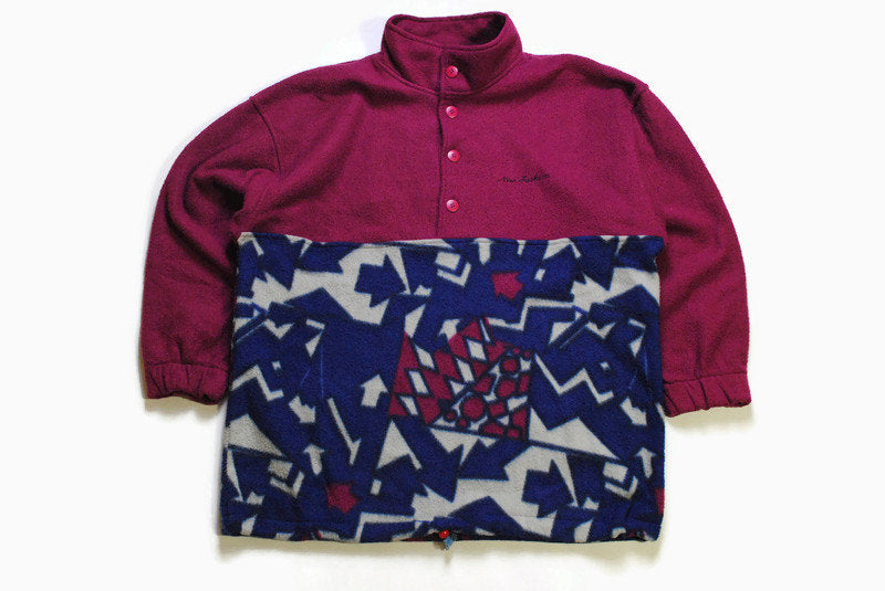 vintage WEST COAST FLEECE red multicolor colorway Size men's L retro hipster wear 90's 80s warm sweater abstract pattern rave outfit winter