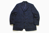 vintage HARRIS TWEED x Walbusch authentic Blazer Jacket Pure new Wool retro style Size M/L blue 90s 80s luxury outfit button up mens classic