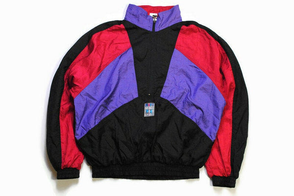 vintage PUMA track Anorak Jacket men's Windbreaker lightwear authentic retro Size L black red hipster rave sweatshirt 90s 80s running outfit
