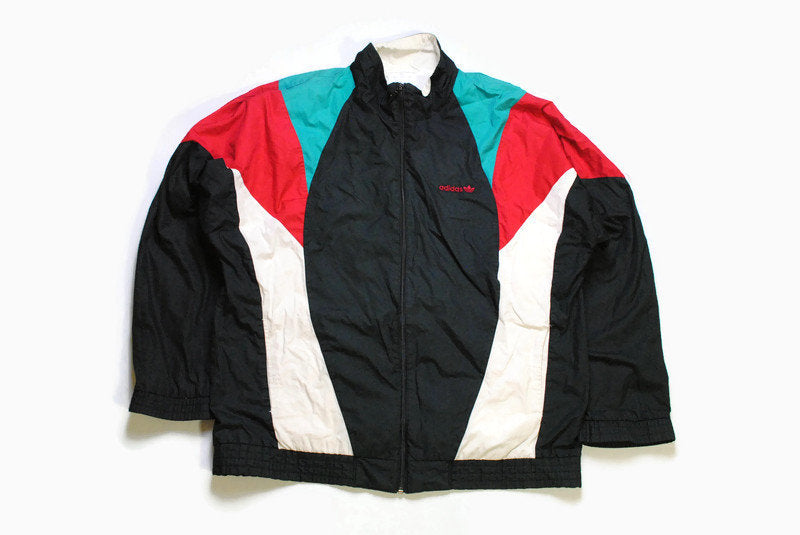 vintage ADIDAS ORIGINALS men's track jacket Size L authentic black polyester retro rave hipster 90s 80s suit streetwear clothing athletic