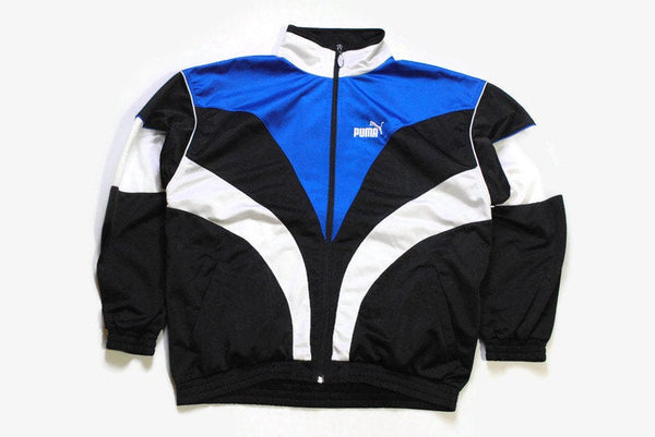 vintage PUMA men's track jacket Size M authentic blue black rare retro rave hipster 90's 80's wear bomber tracksuit streetwear small logo
