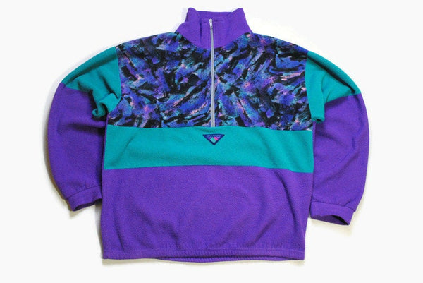 vintage FLEECE Sweater Anorak oversized men's authentic purple acid 80s 90s ski warm rare retro hipster winter rave sport mountain extreme
