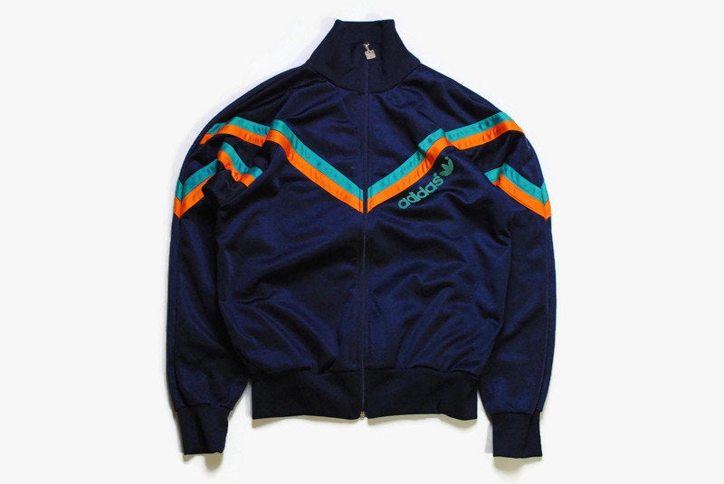 vintage ADIDAS ORIGINALS women's track jacket Size 34/36 authentic blue rare retro acid rave hipster zipped track suit 90s 80s sport wear