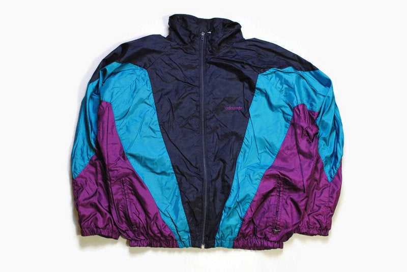 vintage ADIDAS ORIGINALS men's track jacket Size L authentic purple blue unisex retro rave hipster 90s 80s suit streetwear clothing athletic