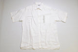 vintage HERMES Paris white short sleeve shirt button up authentic rare men's Size 16 41 tee retro blouse 80s made in France deadstock linen
